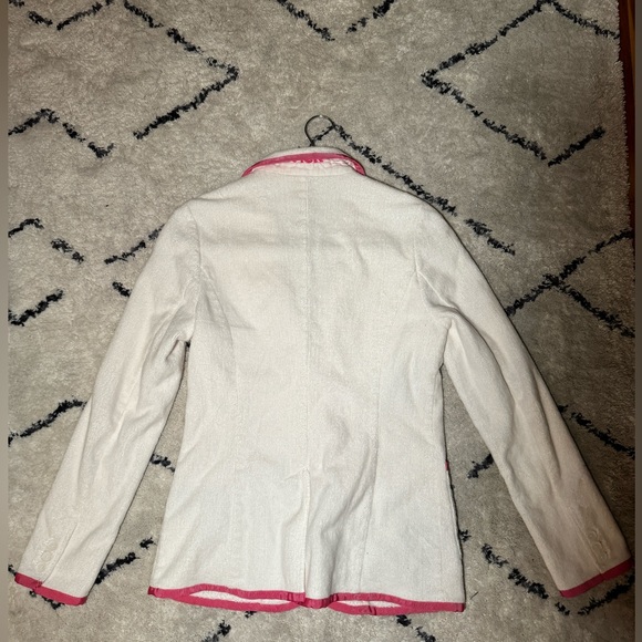 Bask- Baskpoolside - white & pink jacket - Women's White & pink Toweling Blazer - Picture 12 of 12